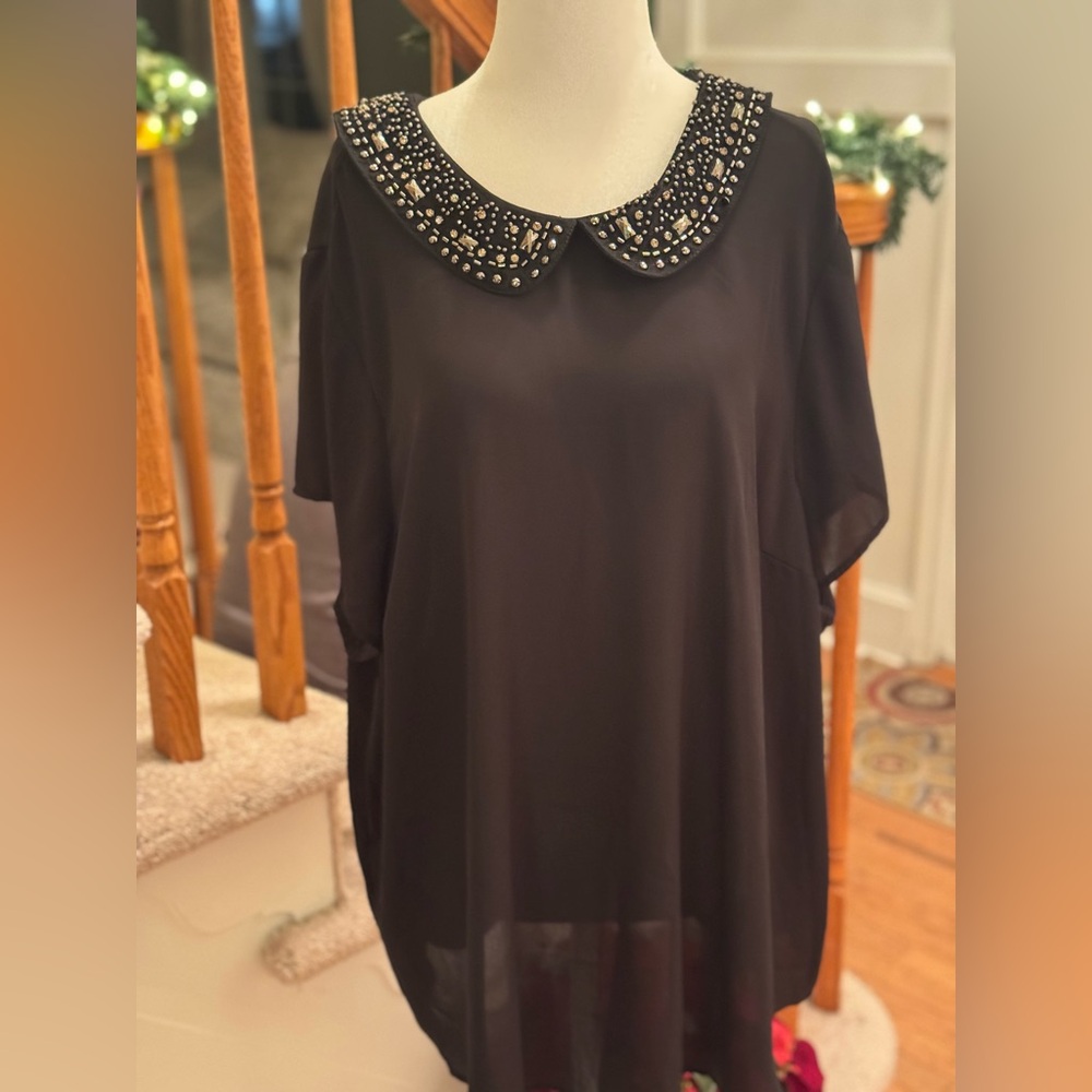 Torrid Black Blouse with Embellished Collar - Picture 5 of 5